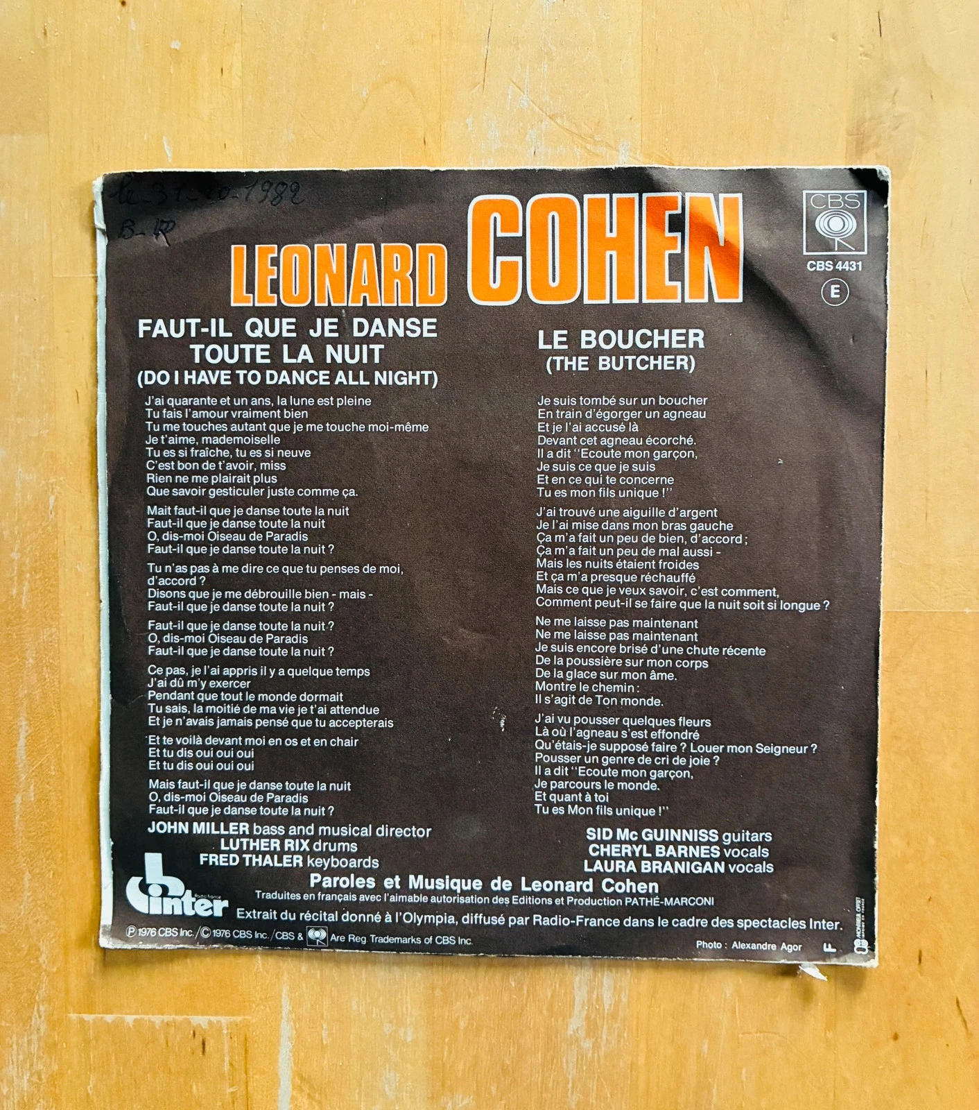 Disco de vinil 45T Leonard Cohen Do I have to dance all night? – photo 2